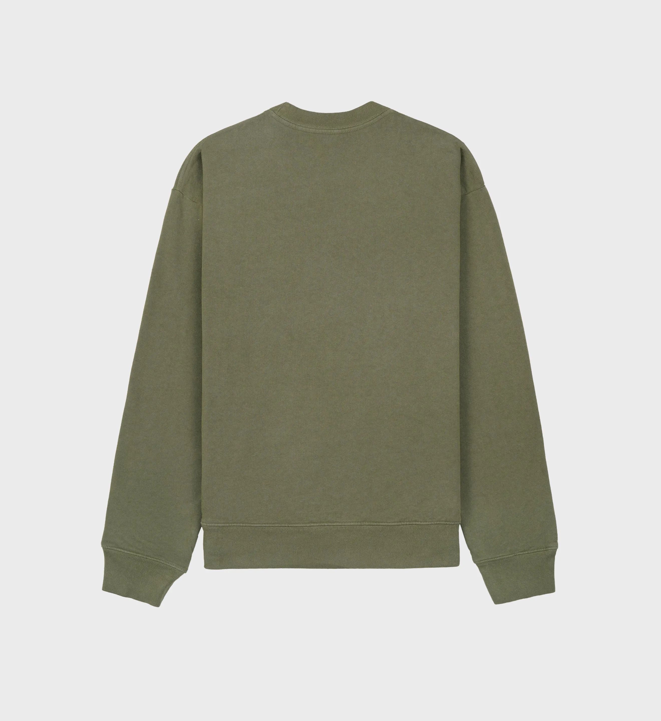 Serif Logo Embroidered Crewneck - Moss/White