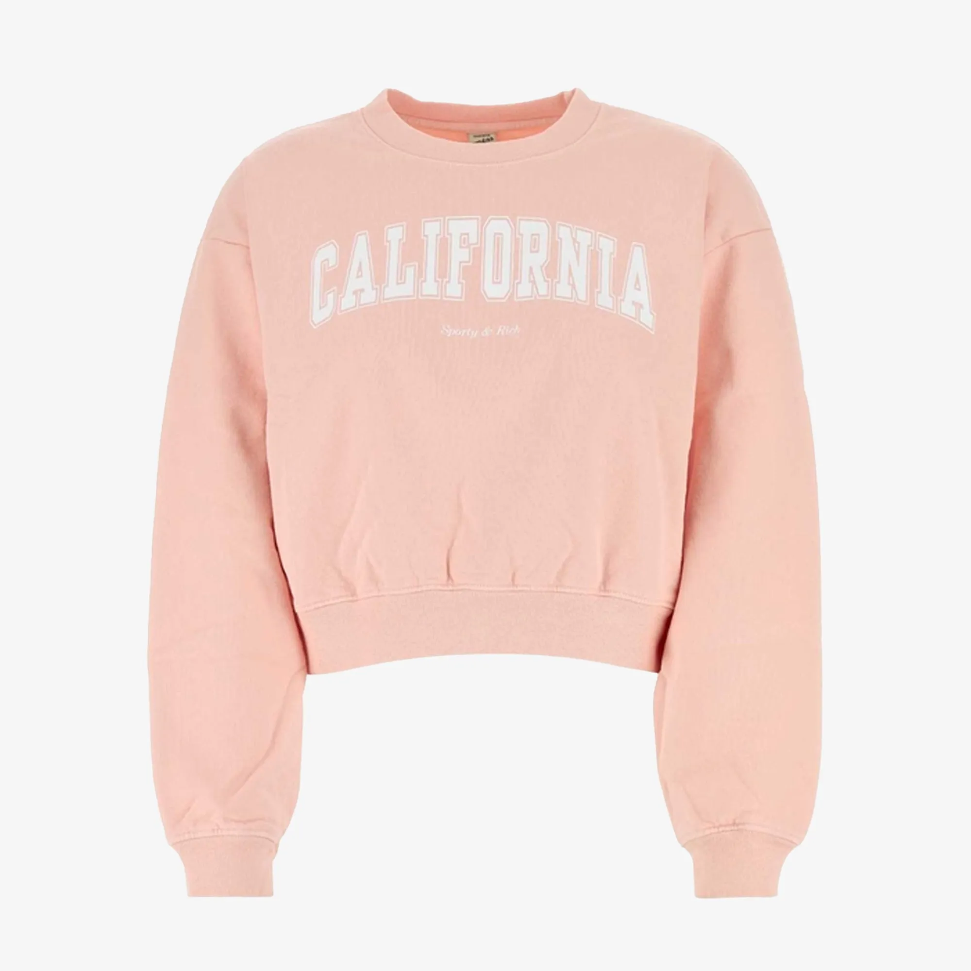 SPORTY & RICH | CALIFORNIA CROPPED CREWNECK { BALLET/WHITE