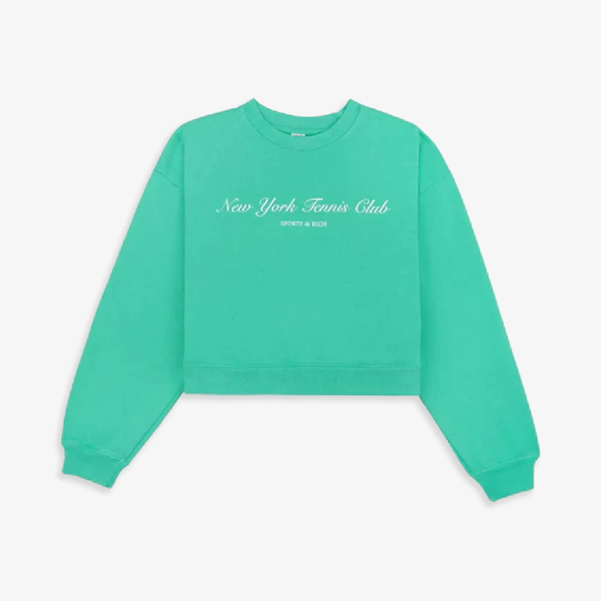 SPORTY & RICH | NY TENNIS CLUB CROPPED CREW NECK CARIBBEAN { GREEN