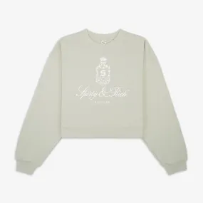 SPORTY & RICH | VENDOME CROPPED CREWNECK { SAGE/WHITE