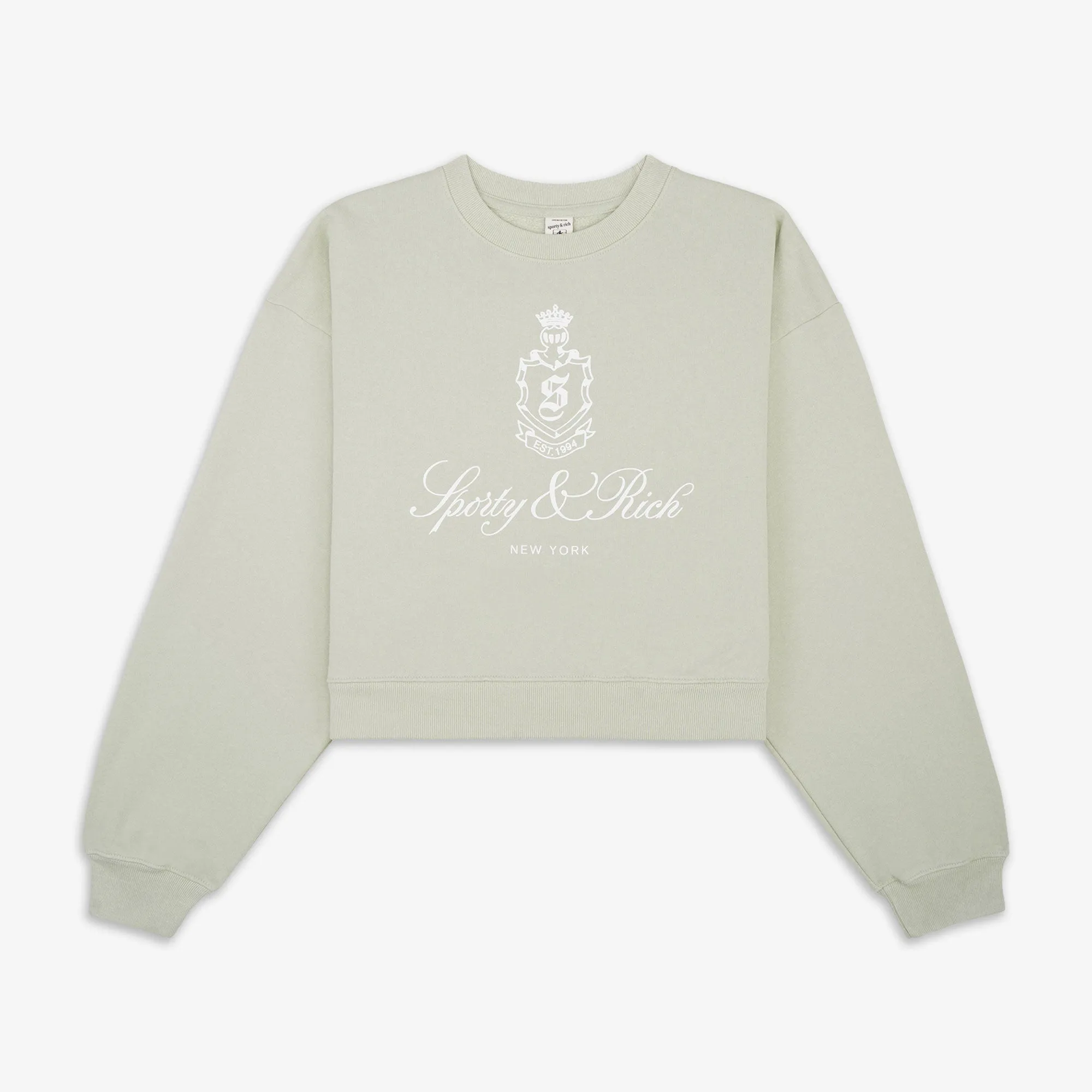 SPORTY & RICH | VENDOME CROPPED CREWNECK { SAGE/WHITE