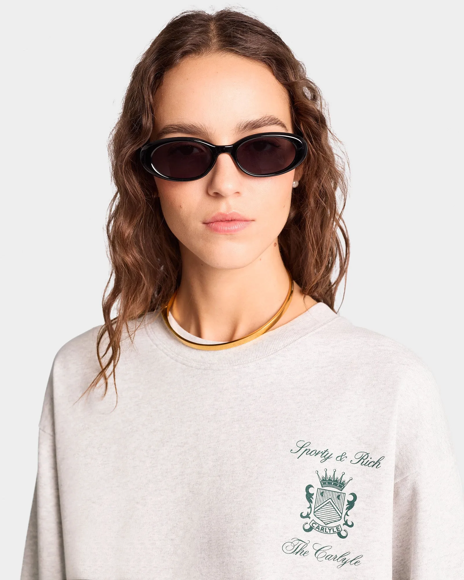 The Carlyle Crest Crewneck - Heather Gray/Forest