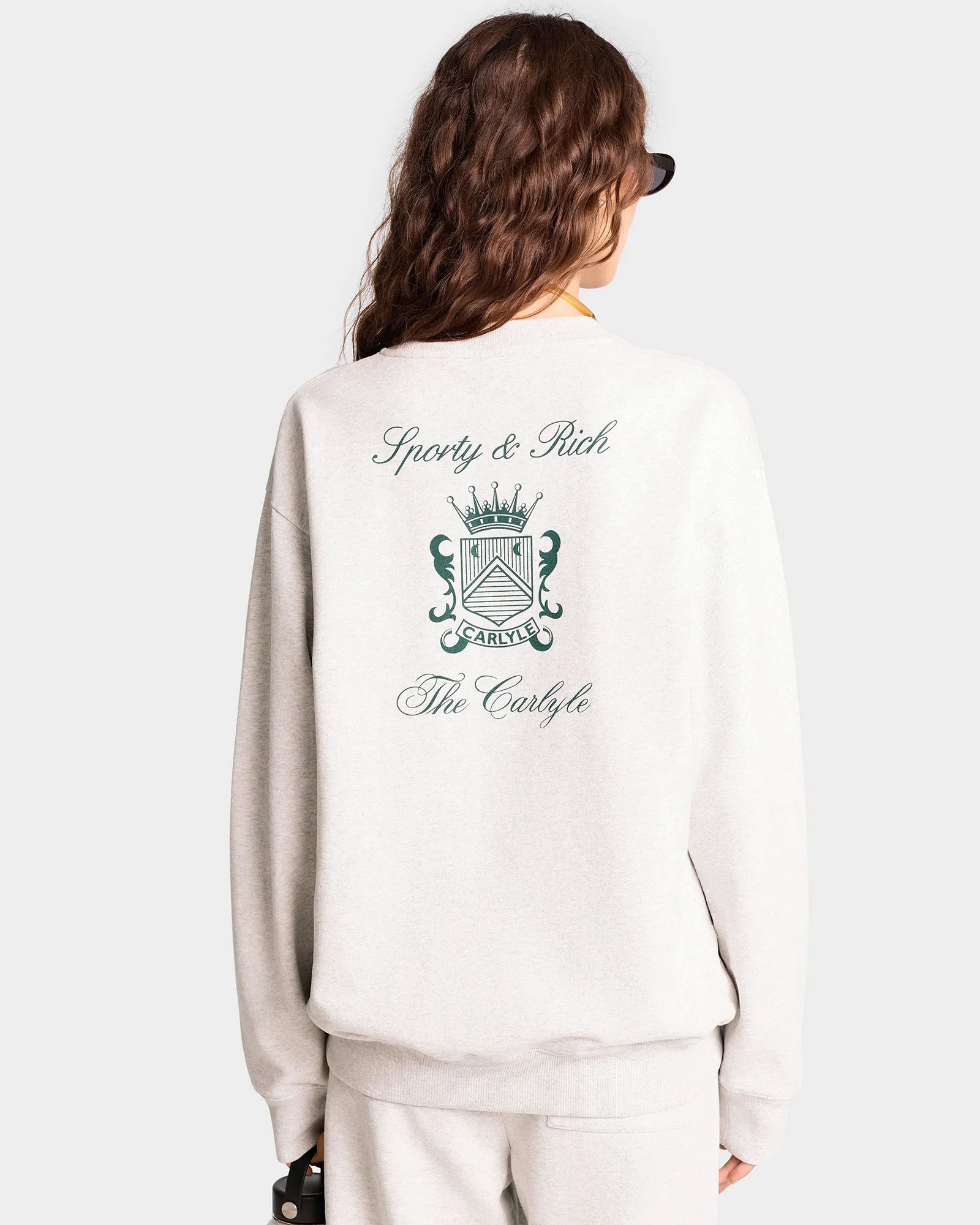 The Carlyle Crest Crewneck - Heather Gray/Forest