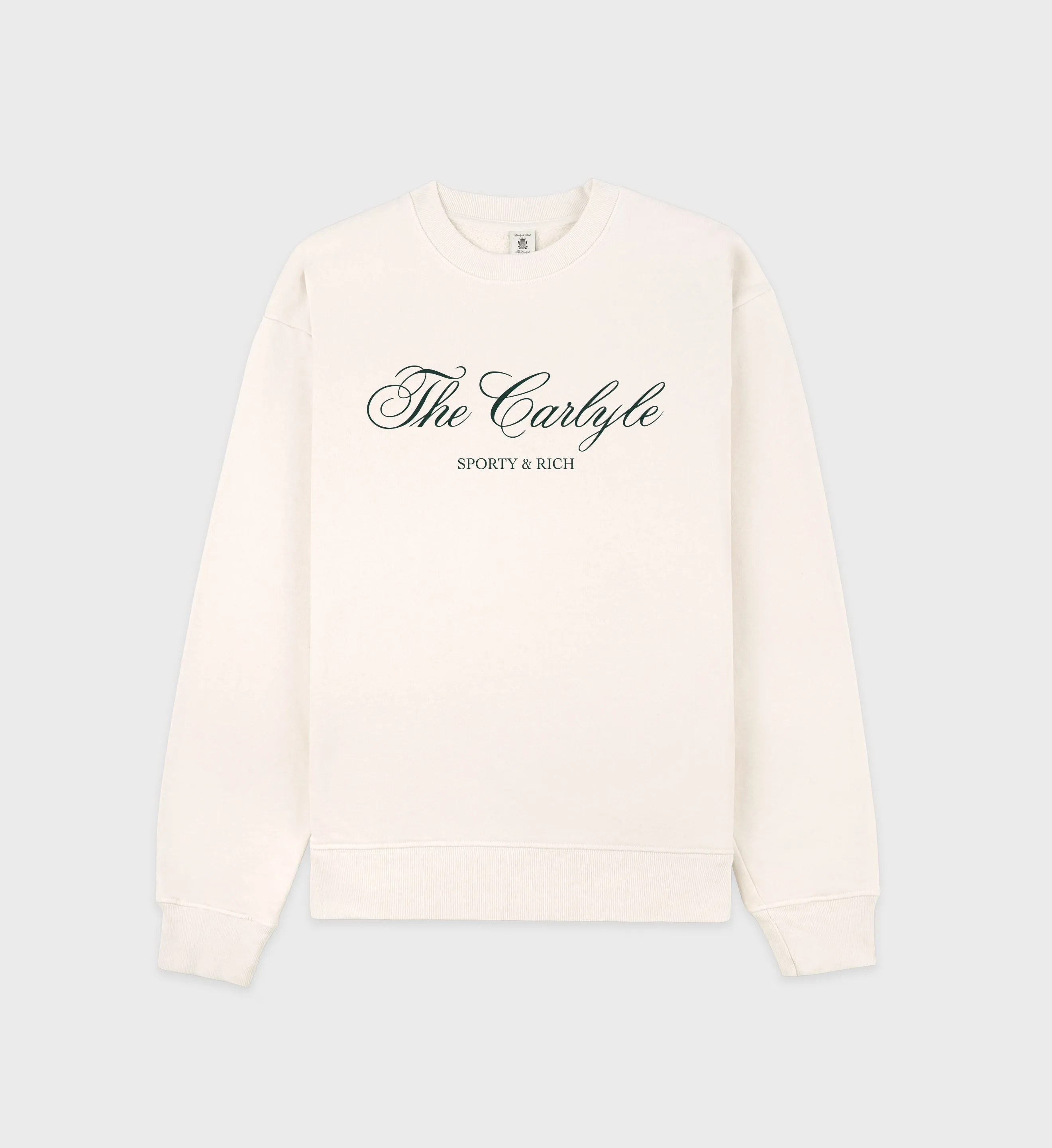 The Carlyle Script Crewneck - Cream/Forest