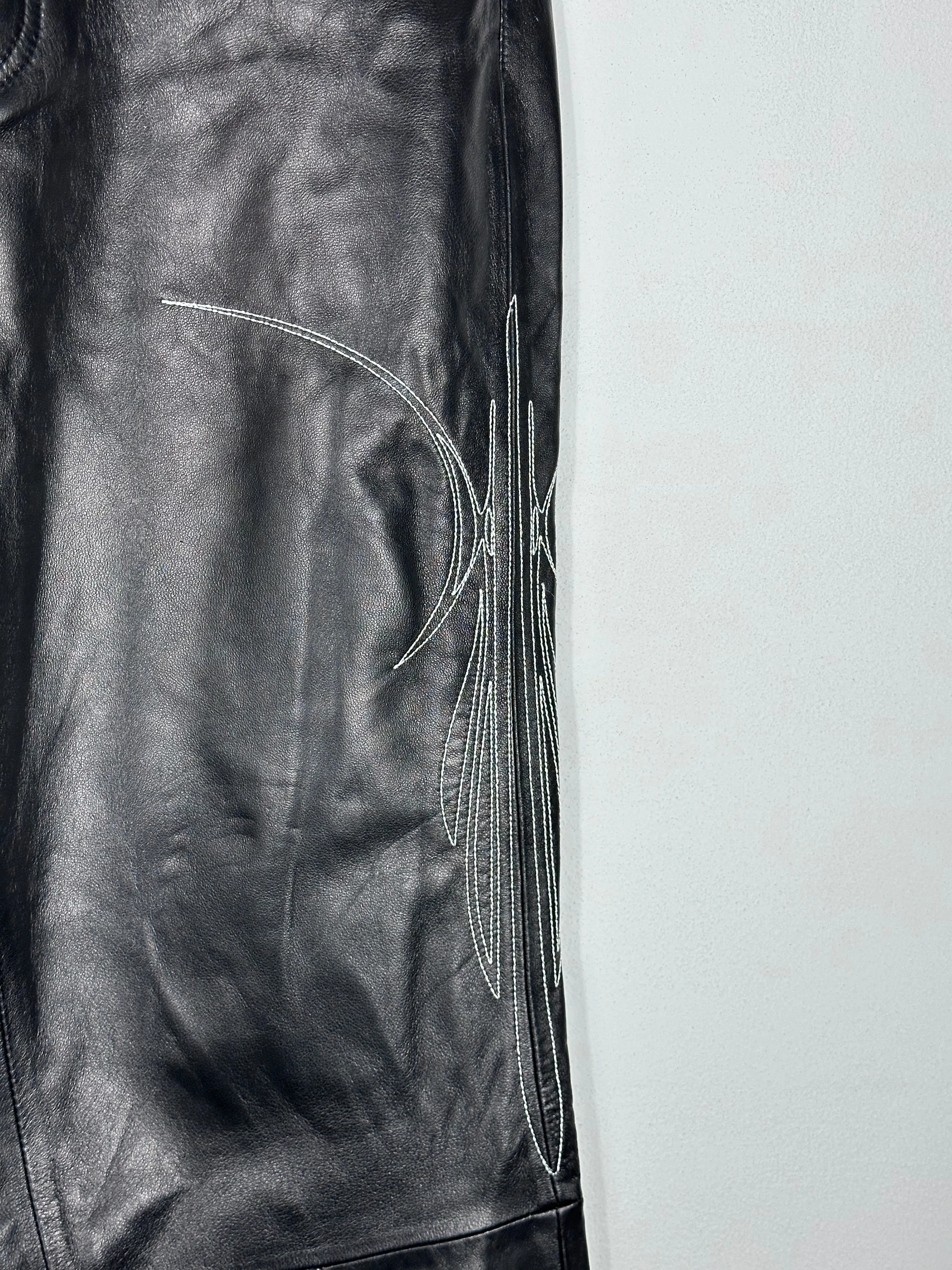 Wide Leg Leather Trousers