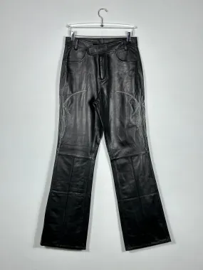 Wide Leg Leather Trousers