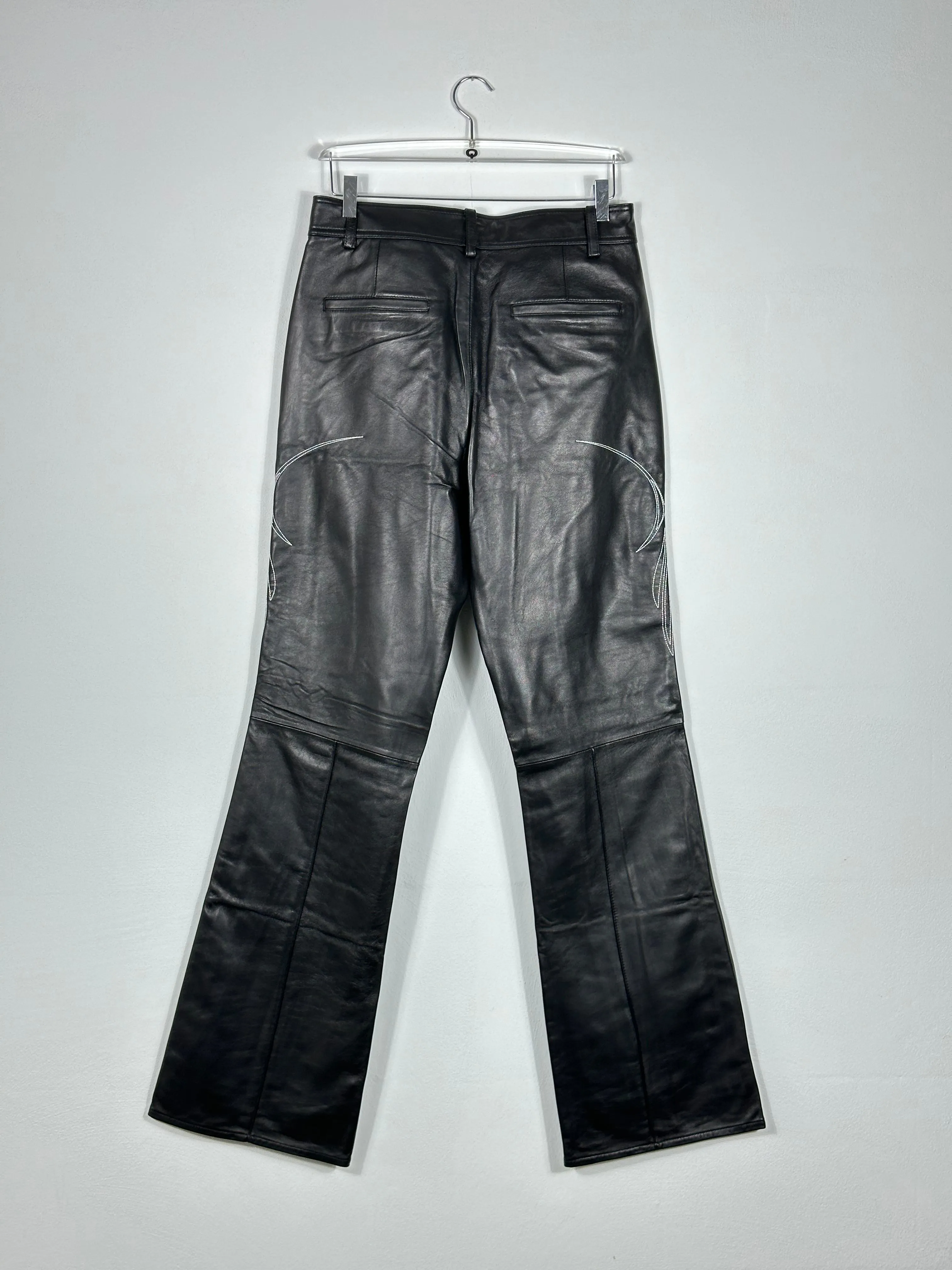 Wide Leg Leather Trousers