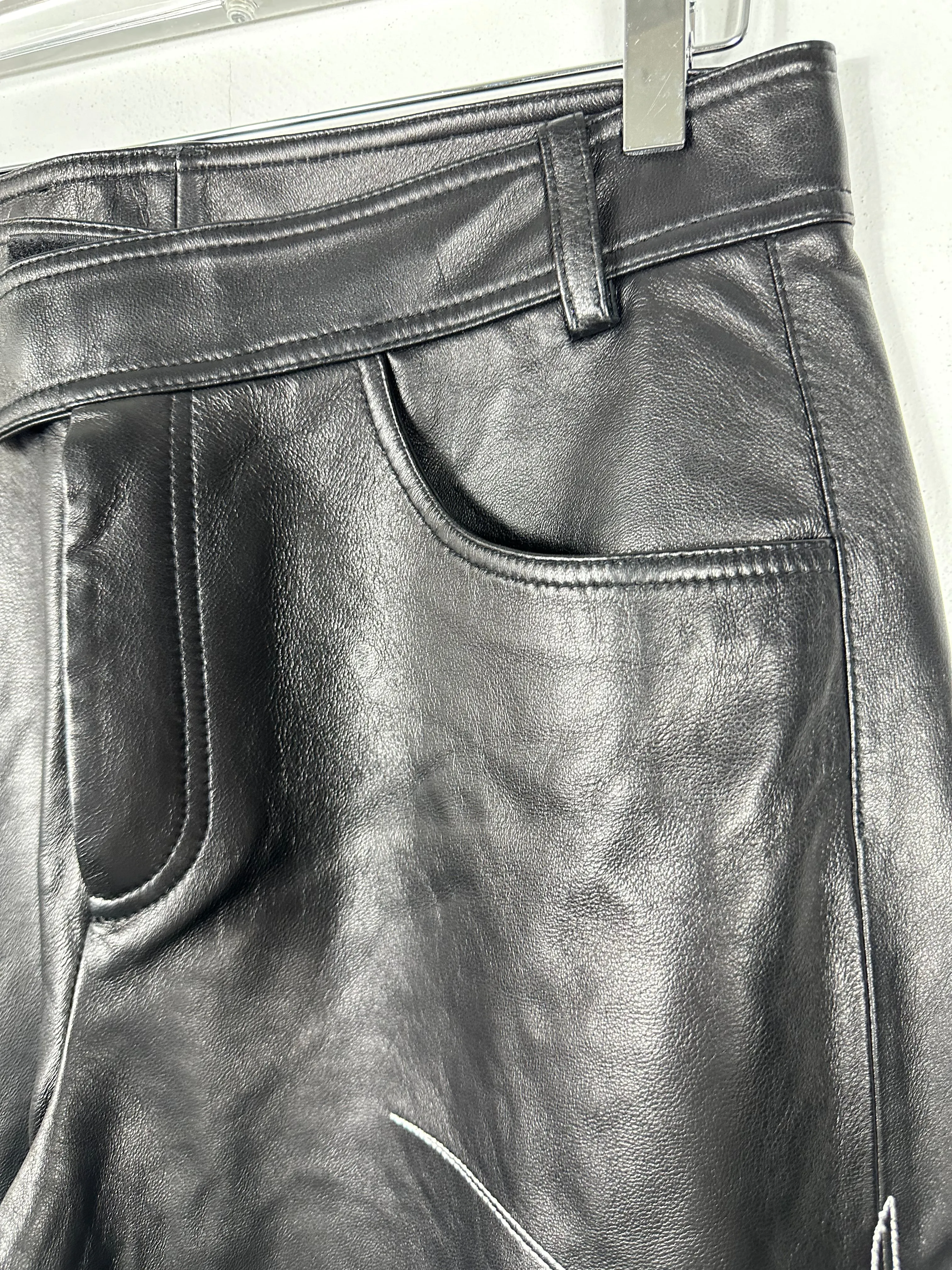 Wide Leg Leather Trousers