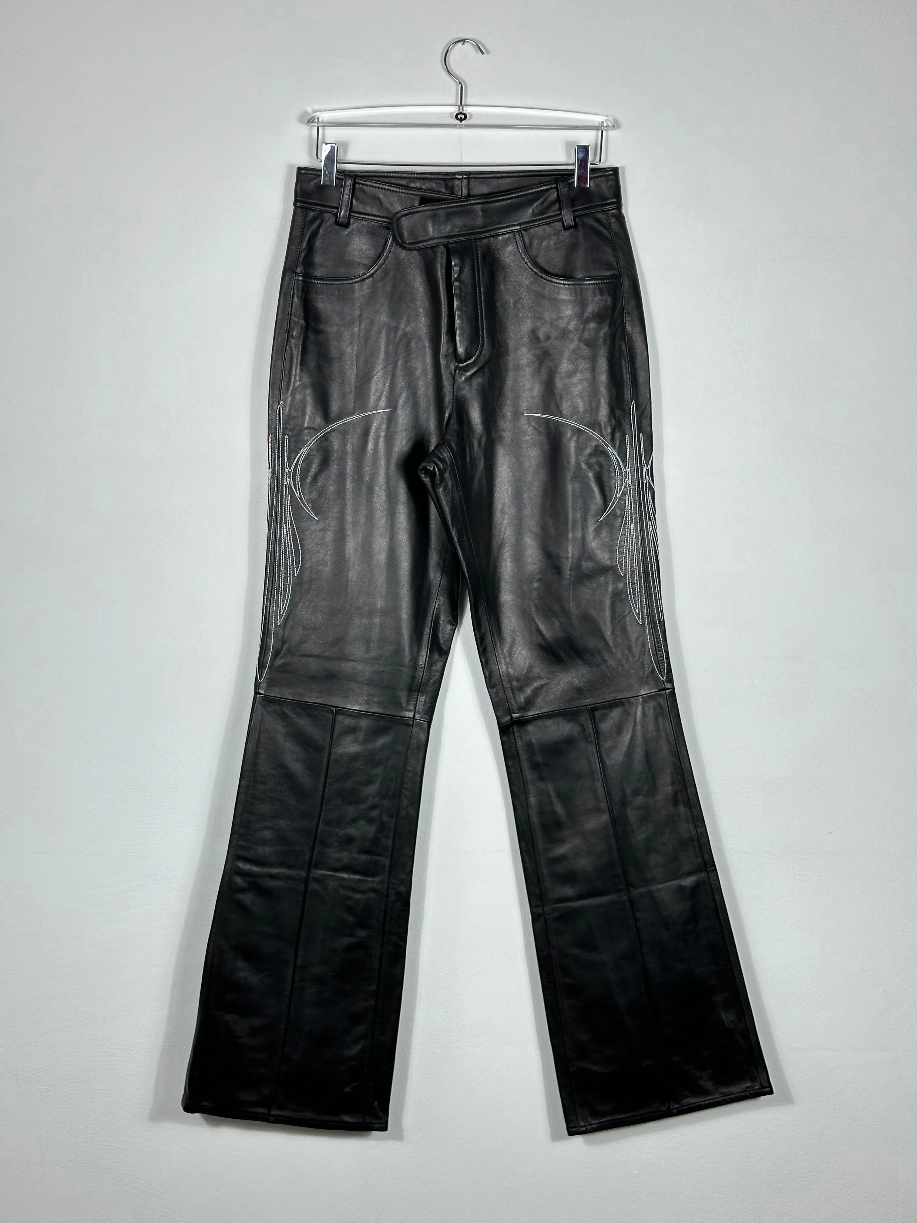 Wide Leg Leather Trousers