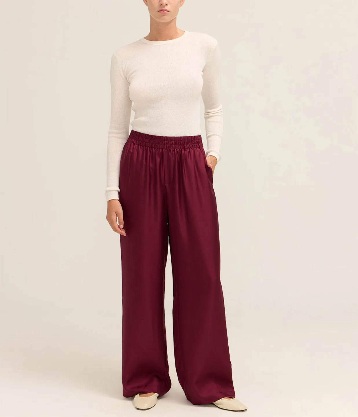 Wide Leg Trousers in Bordeaux